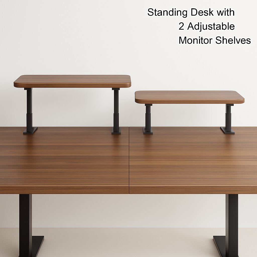 63 Inch Standing Desk w/ Adjustable Monitor Shelves