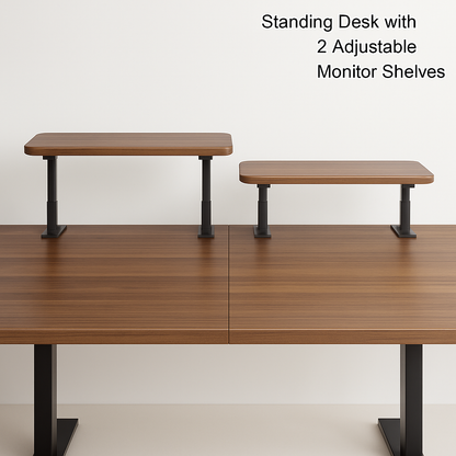 63 Inch Standing Desk w/ Adjustable Monitor Shelves