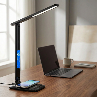 All-in-One Desk Lamp with Wireless Charging & Digital Display