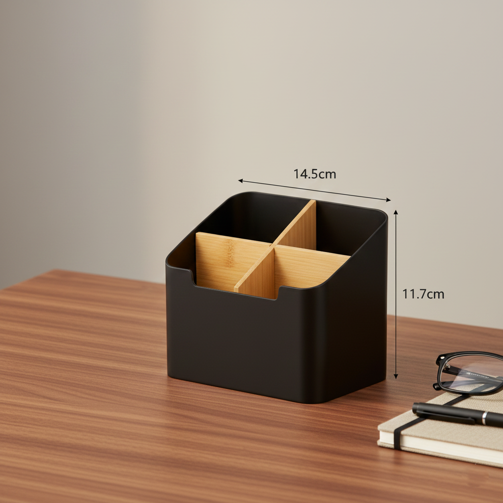 Modern Desk Organizer With Bamboo Dividers