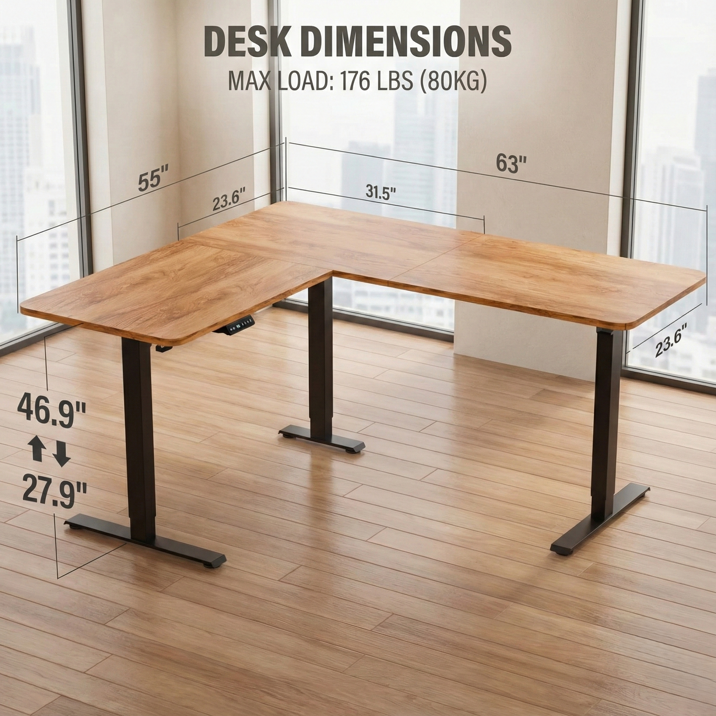 Stable L-Shaped Standing Desk