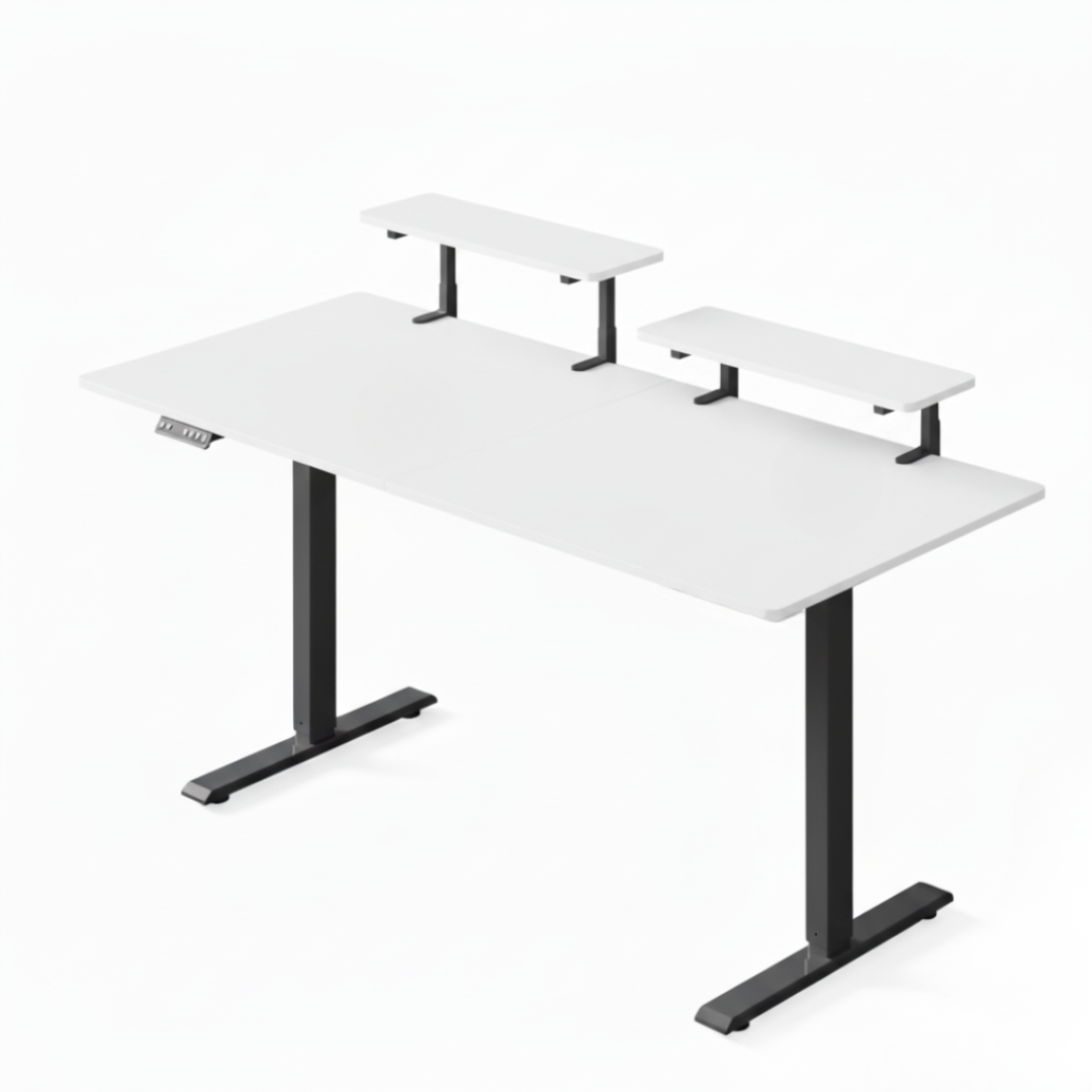 63 Inch Standing Desk w/ Adjustable Monitor Shelves
